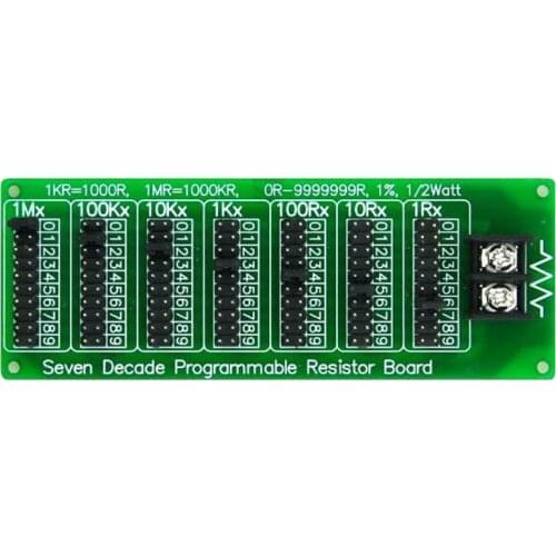 1R - 9999999R Seven Decade Programmable Resistor Board, Step 1R, 1%, 1/2 Watt