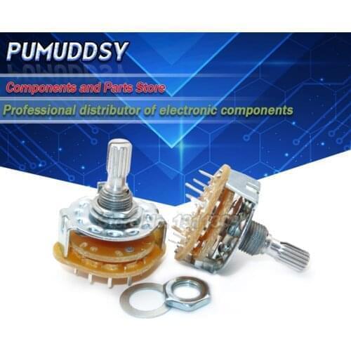 2PCS RS25 Band switch 2P5T Mount Rotary Switch Selector Band 2 Pole 5 Position Knob Switch Band Switches