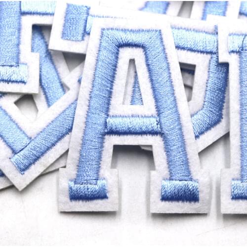 A-Z Haze Blue English Letter Patch 3D Embroidered Stickers Patch Up For Clothing Iron On Name Letters Patch For T-Shirt or Coat