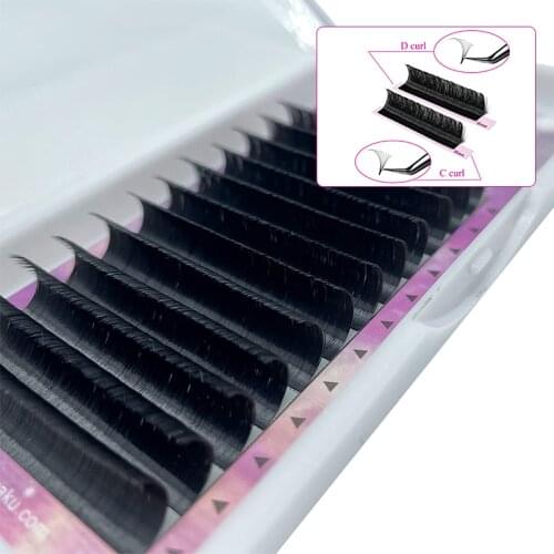 Fast Ship 12rows/case C/D Curl blooming autofans eyelash easy fanning lashes mega volume fan Russian volume lashes make up cilia