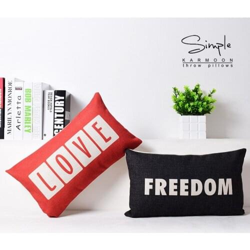 Love pillow cover, freedom pillow case, simple letter Love and freedom waist pillow case pillowcase
