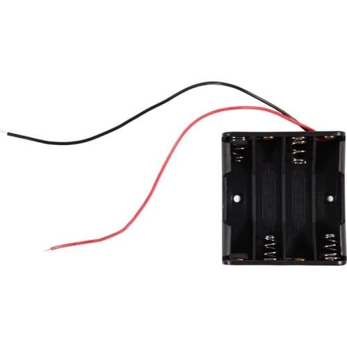 Black 4 x 1.5V AAA Battery Batteries Holder Case w Wire Leads