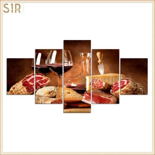 Food Restaurant Hotel Decoration Wall Art HD Five Poster Printing Oil Painting Home Mural Delicious Poster For Dining Room Decor