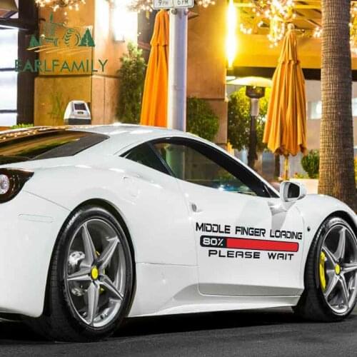 EARLFAMILY 43cm x 12.9cm for Middle Finger Loading Please Wait Logo Car Sticker Windows Motorcycle Bumper Car Decals Windshield