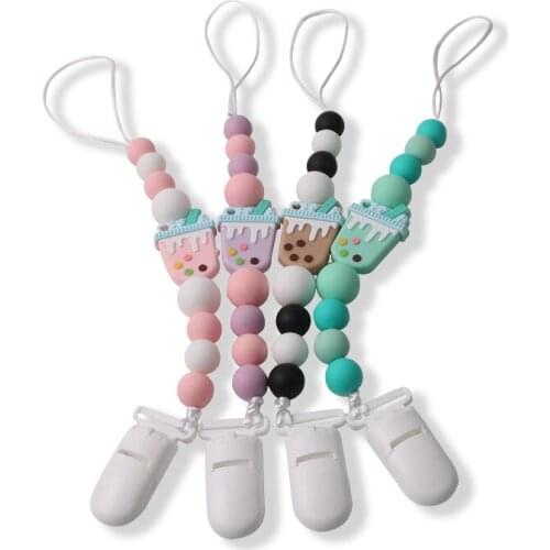 Food Grade Silicone Baby Pacifier Chain Clip Teethers Safe BPA Free Newborns Teething Training Chew Toy Infant Appease Stuff