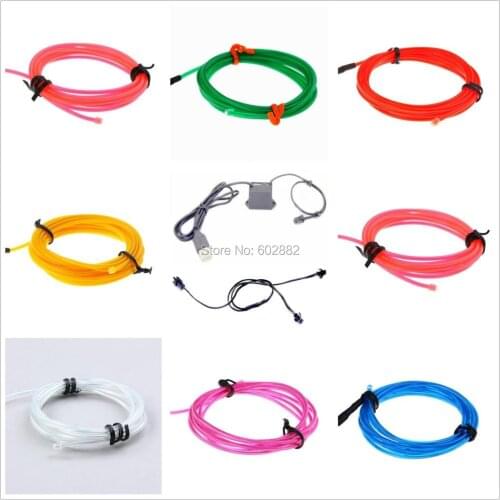 6 meter (2 Rolls of 3 meter long) el wire+ 5V USB Inverter+ Mix Order Available