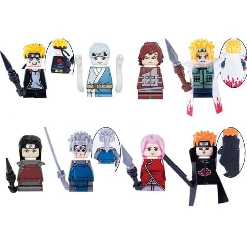 8Pcs Naruto Anime Characters Small Particles DIY Children Assembling Action Figures Doll Building Block Toy Children Puzzle Gift