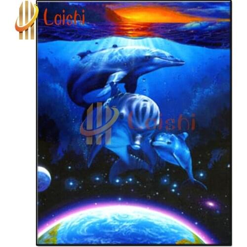Diamond embroidery Fantasy planet, dolphin DIY full diamond painting square round drill 3d rhinestone pictures wall decoration