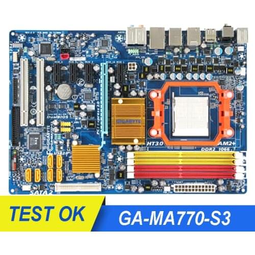 Used For Gigabyte GA-MA770-S3 Original Desktop Motherboard MA770-S3 For AMD 770 Socket AM2+/AM3 DDR2 ATX Desktop Mainboard
