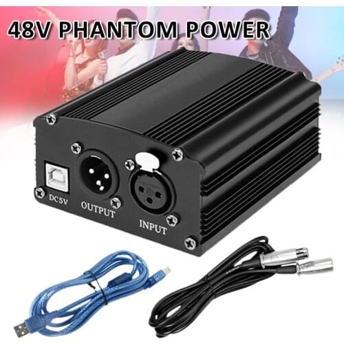 Channel 48V Microphone Phantom Power Supply with USB Cable Adapter XLR Microphone Cable for Condenser Micro Microphone