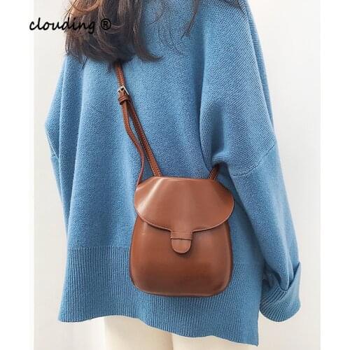 Classic Vintage Messenger Bag Simple Luxury Designer Saddle Flap Shoulder Bag Small PU Leather Crossbody Bags for Women