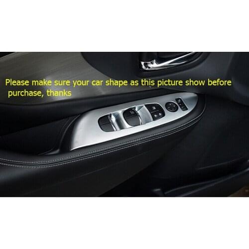 Lapetus Inner Door Armrest Window Lift Switch Button Cover Trim Kit ABS Pearl Chrome For Nissan Murano 2015 2016 2017 2018