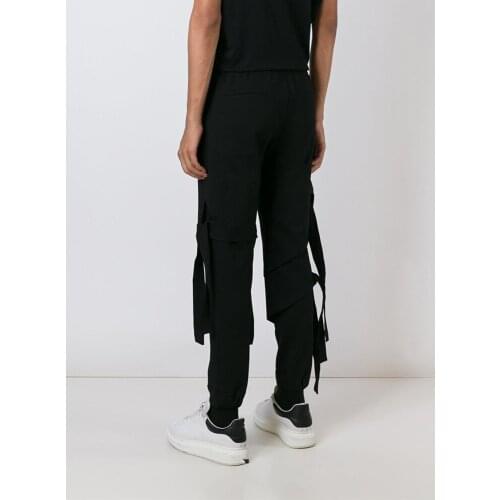Mens clohting Hair Stylist fashion Bundled Ribbon Casual Pants plus size costumes