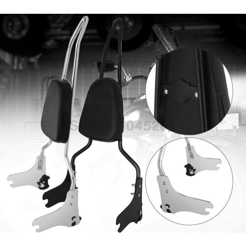 Motorcycle Pointed Bow Luggage Rack Sissy Bar Rear Passenger Backrest Cushion Pad For Harley Touring Road King Glide 1998-2008