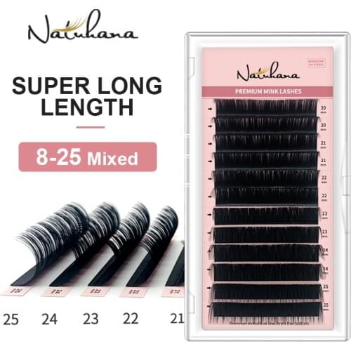 NATUHANA 15-25mm Mix lengthen Eyelash Extension korean Pbt False Eyelashes Individual Synthetic Mink Lengthening Faux Lashes