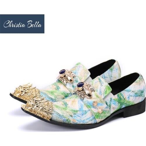 Brand New Mens Shoes Handmade Pointed Metal Toe Dress Shoes Men Genuine Leather Wedding/Party Shoes Sapatos Masculino