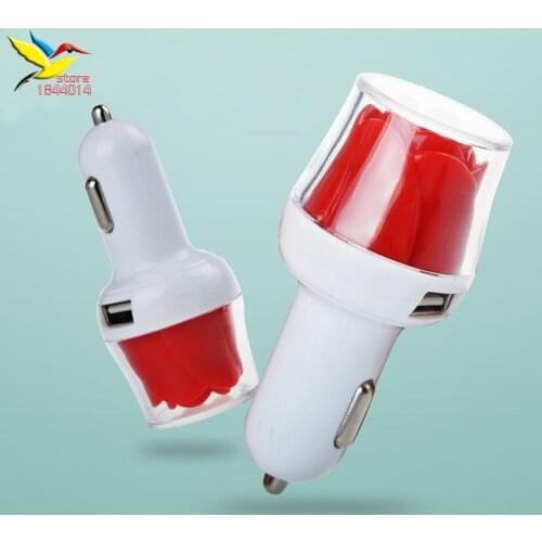 New luminous light rose car charger 2usb Dual 2 USB 3.1A for apple iphone 7 6 5S 4s ipad for ipod iTouch sumsung htc sony 300pcs