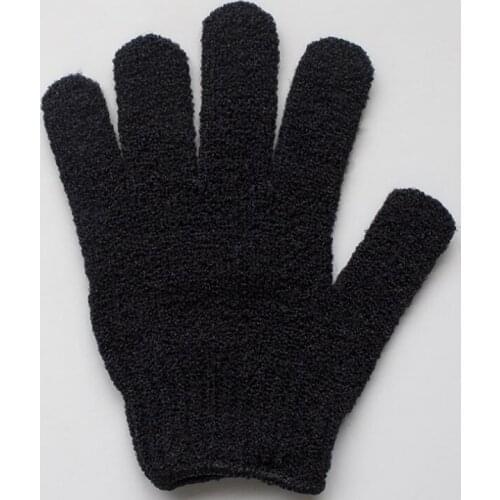 New Black Nylon Body Cleaning Gloves Exfoliating Bath Glove Five Fingers Shower Gloves Bathroom Supplies LX2300