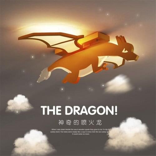 Fire-breathing Dinosaur Lamp Ceiling Lights Childrens Room LED Cartoon Decor Lighting Boy Study Bedroom Ceiling Lamp Fixtures
