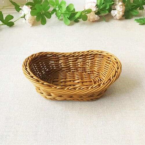 Oval Curved Rattan Wicker Woven Serving Baskets for Bread Fruit Vegetables Restaurant Serving Tabletop Display Baskets C1