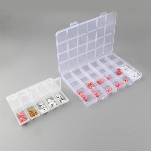 10/24Slots Transparent Plastic Storage Container Box Basket Rectangle White Storage Box Case Bead Rings Box Display Organizer