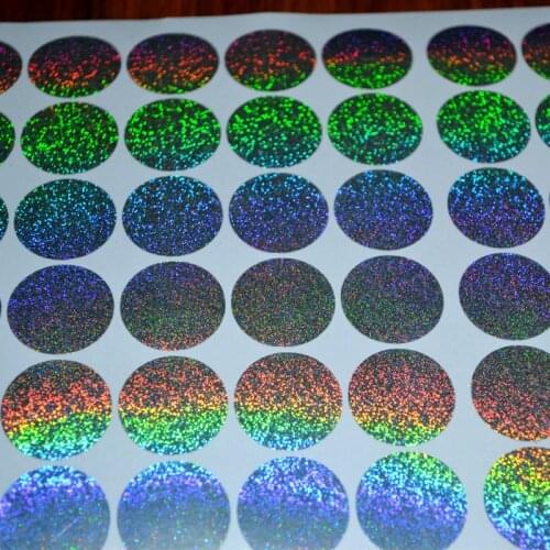 Blank label Laser vinyl stickers 20mm Round adhesive tag holographic effect