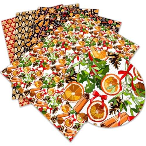 Christmas Theme Printing 30 cm x 136 cm PU Leather Fabric for DIY Bag Shoes Material Hademade Fabric L206 L207