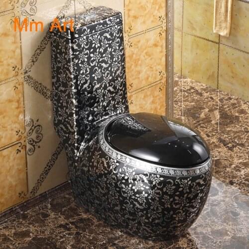 Silver toilet, black toilet, super swirling retro toilet, deodorant household creative ceramic toilet