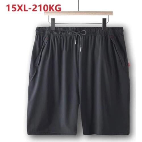 15xl 14xl Summer New mens Casual Loose quick-drying Shorts Ice Silk Black Pants mens Zipper Sweatpants Large size Cool 200KG