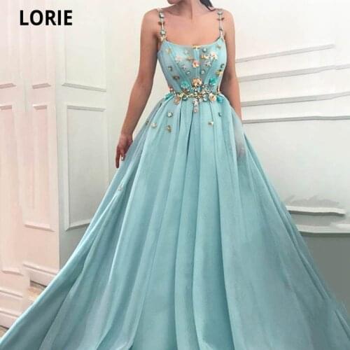 LORIE V-Neck Evening Dresses Sukienki Wizytowe 3D Flowers Tulle Floor-Length Formal Cinderella Celebrity Gowns Robe De Soiree