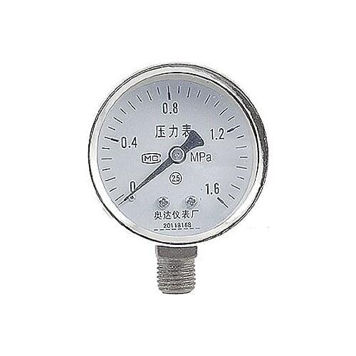 Air Compressor Round Dial Pressure Gauge 0-1.6 MPa Black Silver Tone