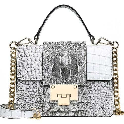 New handbags women shoulder luxury bags designer lock handbags crossbody bags high quality crocodile chain small square bag