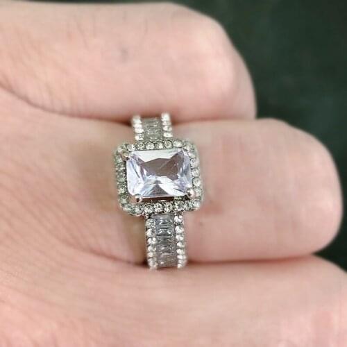 CC Trendy Rings For Women Luxury Cubic Zirconia Rectangle Stone Engagement Wedding Bridal Jewelry Party Gift Bague CC2382