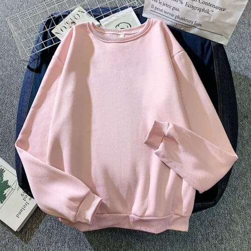 Women 2021 Solid Color Sweatshirts Oversize Long Sleeve O Neck Loose Pullovers Female Tops Pullover Loose Sports Tops#f3