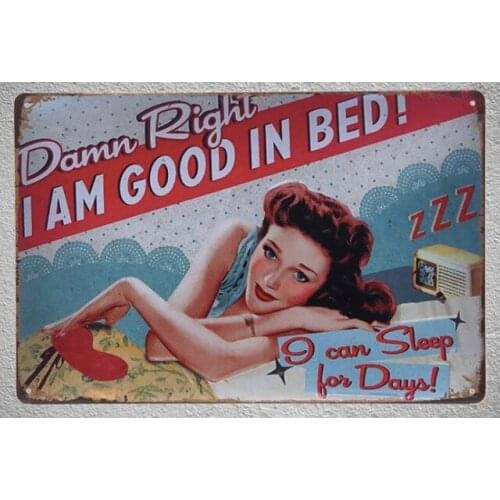 1 pc Women Sleep good in bed sex Hollywood actress Tin Plate Sign wall man cave Decoration Man cave Art Poster metal vintage