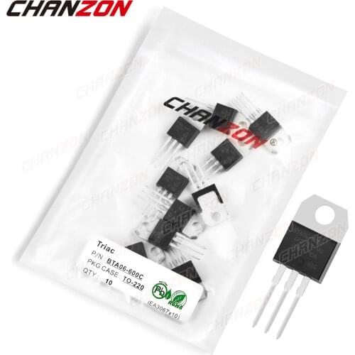 10Pcs BTA06-600C TO-220 Triac SCR Transistor Bipolar Junction BJT Triode Tube Fets Thyristor DIP 6A 600V Integrated Circuits