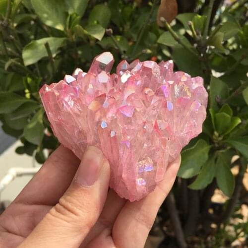 193g Rare beautiful rose flame aura quartz crystal cluster specimen