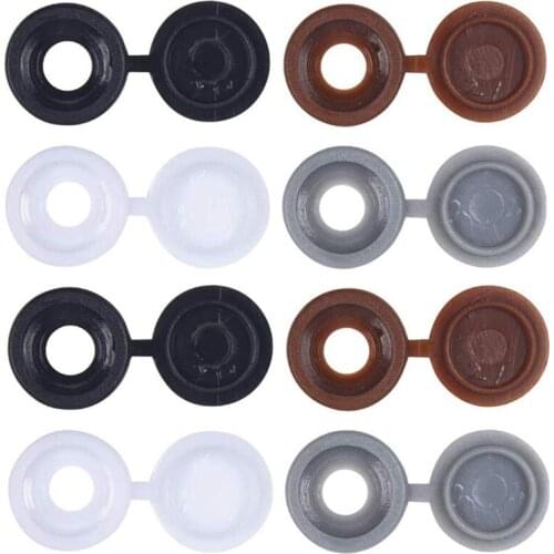 200 Pcs Screw Cap Screw Covers Hinged Screw Head Covers Decorative Covers for 5mm Screws (Black, White, Brown, Gray)