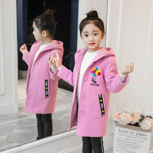 2019 girls winter coats and jackets kids clothes girls wool coat children clothes woolen blends cashmere hooded warm coat 3 colors