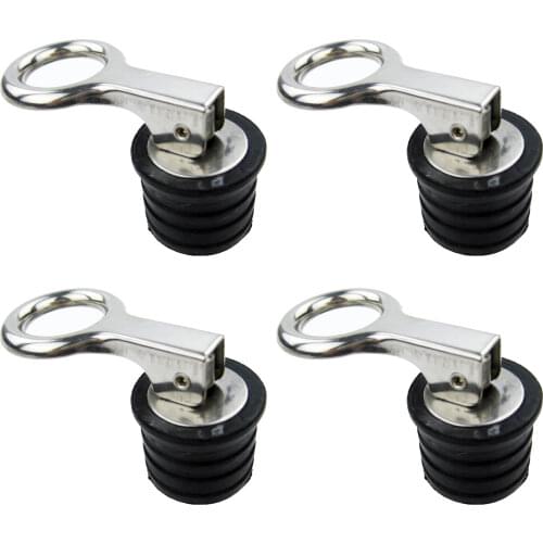 4Pcs Stainless Steel Snap Handle Boat Marine Locking Drain Plug 1-1/4 inch