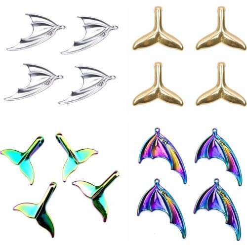 5pcs Trendy Fish Tail Charms For Jewelry Making Necklace Anklets Accessories Creation Handmade Materials Gold Rainbow DIY charm