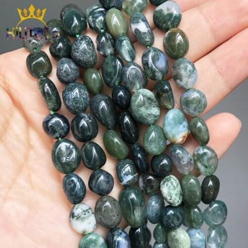 8-10mm Natural Stone Irregular Green Moss Agates Onyx Loose Beads For Jewelry Making DIY Ear Studs Bracelet Accessories 15