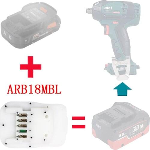 L1830R Adapter ARB18MBL Converter Use AEG RIDGID Li-ion Battery on Metabo 20V Lithium Electric Power Tool BAT618 ARB20MBL
