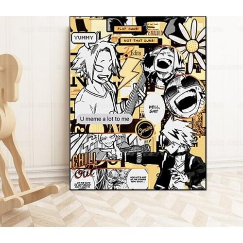 Anime Kaminari Denki My Hero Academia Prints Poster Pictures Home Decor Living room Bedroom Art Painting
