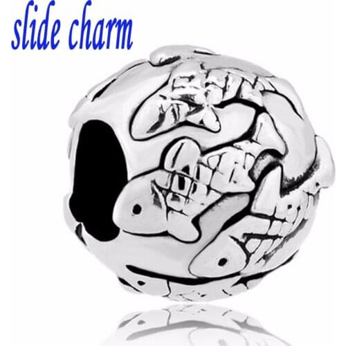 Slide charm Free shipping marine life whale animal beads fit Pandora charm bracelet is the mother lover Christmas gift
