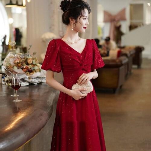 Bling Sequins Evening Party Dress Noble V-neck Bride Wedding Dress Temperament Banquet Dress Elegant Prom Gowns Datly Wear 3XL