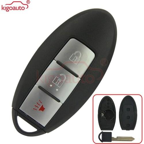 Kigoauto KR55WK48903 keyless entry Smart key case 3 button for Infiniti with insert key blade 2006 2007 2008 2009 2010 2011 2012