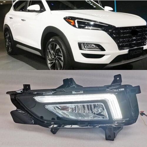 CSCSNL 1 Set For Hyundai Tucson 2019 2020 Car DRL LED fog lamp cover daytime running lights 12V Daylight