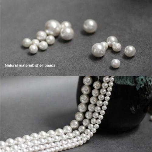 Natural shell perforated full hole pearl earrings temperament straight hole shell beads material diy ear jewelry accessories