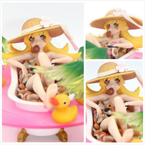 18cm Japanese anime figure Aniplex Nisemonogatar Oshino Shinobu bathtub doughnuts action figure collectible model toys for boys